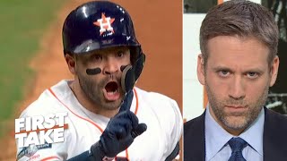 Was Jose Altuve wearing a buzzer Max Kellerman breaks down video  First Take [upl. by Masson]