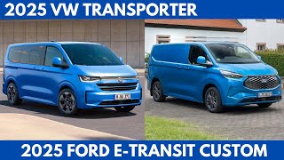 New 2025 Volkswagen Transporter Vs 2025 Ford ETransit Custom popular commercial vans Comparison [upl. by Lanna]