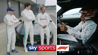 Toto Wolff takes on Lewis Hamilton and Valtteri Bottas in a race around Silverstone  Sky F1 [upl. by Nomis]