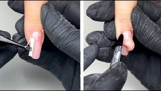 The process of fixing a cracked nail using fiberglass Now the nail will be strong [upl. by Iht23]