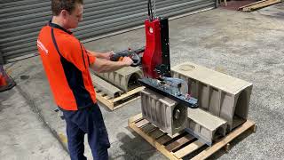 Vacuum lifter handling polycrete drain moulds [upl. by Dahlia898]