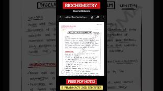 Biochemistry 2nd semester  free pdf Notes Biochemistry carewellpharma shorts [upl. by Natsreik140]