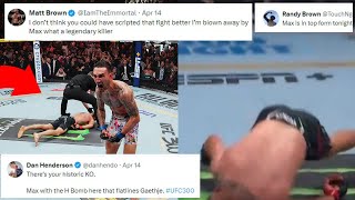 UFC FIGHTERS REACT TO MAX HOLLOWAY KNOCKOUT JUSTIN GAETHJE  UFC 300 REACTIONS [upl. by Tergram]