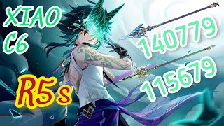 C6 Xiao  Primordial Jade Winged Spear R5 vs Calamity Queller R5 Comparisons  Genshin Impact [upl. by Gathard]