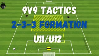 9v9 Youth Football Tactics  233 Formation  U11 amp U12 [upl. by Anilosi]