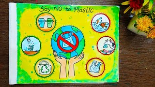 Say No to Plastic PosterHow to draw Stop Plastic Pollution Drawing International Plastic bag free [upl. by Ellesor]