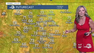 Denver weather Slightly cooler with highs in the low to mid80s to start the week [upl. by Nahsin791]