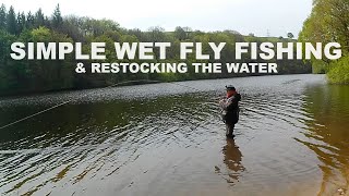 238 Fishing Wet Flies amp Restocking Our Trout Water  Fly Fishing UK [upl. by Leahcimnaes]