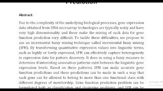 Incremental Fuzzy Mining of Gene Expression Data for Gene Function Prediction [upl. by Jovia]