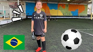 Futebol Meu treino completo na escolinha do Santos Fiz um Gol [upl. by Notyrb]