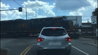 CSX 3284 leads I017 past Main St Crossing Fairport NY 81922 [upl. by Frodin]