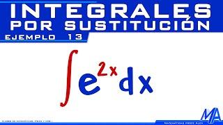 Integral de la exponencial  Integrales por sustitución  Cambio de variable  Ejemplo 13 [upl. by Fernandina183]