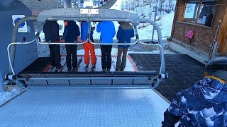 Grizzly Lift including view at the top in Peisey Vallandry resort  Feb 2023 [upl. by Notanhoj343]