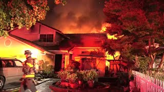 Raw Video Fire Burns Home in South San Jose [upl. by Suilienroc]