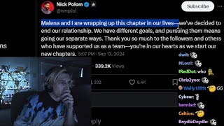 xQc Shocked by Nmplol amp Malena Breaking Up [upl. by Sucy500]