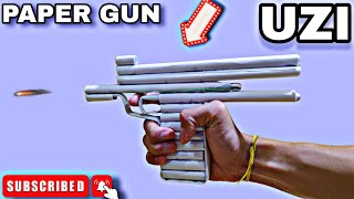 DIY HOW TO MAKE Powerful Paper Gun UZI That Shoots Paper Bullets  Free Fire Paper Gun UZI [upl. by Dionisio]