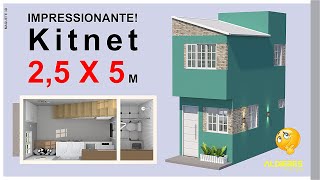 Impressionante Kitnet 25 x 5 metros – Incrível 25m² Kitnet de baixo custo [upl. by Atived]