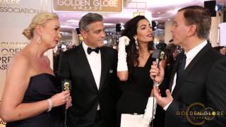 George Clooney and Amal Clooney  HFPA Red Carpet Interview  Golden Globes 2015 [upl. by Sallyanne873]