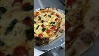 Margherita pizza with burrata and pesto ilovepizza neapolitanpizza foodasmr pizzeria one asmr [upl. by Eidod289]