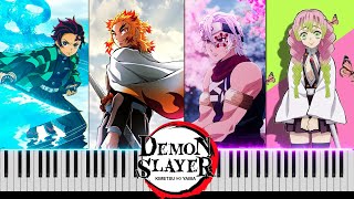 Demon Slayer Kimetsu no Yaiba All Endings 14 on Piano FREE MIDI [upl. by Lamek]