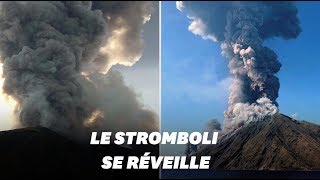 Les images de léruption du volcan Stromboli en Italie [upl. by Mackenie84]