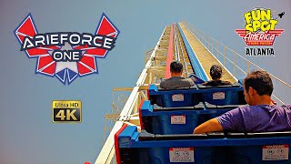 2023 ArieForce One Roller Coaster On Ride Middle Seat 4K POV Fun Spot America Atlanta [upl. by Eidderf]