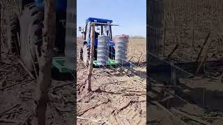 Mechanized installation process of pasture wire fence [upl. by Inga]