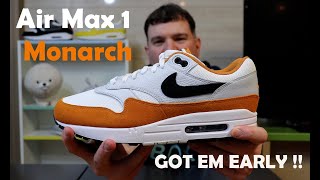 GOT EM EARLY  NIKE AIR MAX 1 MONARCH 2024 REVIEW [upl. by Reyotal]