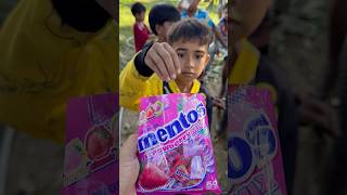 Yummy Bites MENTOS STRAWBERRY 🍓 Flavour Candy eating by villagee viralvideo satisfying fyp [upl. by Enelrac]