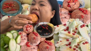 ASMR SOUR GREEN MANGO SANTOL  AMBARELLA WITH SPICY GINAMOS ANG BAGOONG MUKBANG [upl. by Corvin]