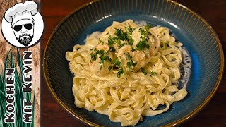 Bandnudeln mit Garnelen  Kochen mit Kevin [upl. by Bengt]