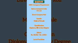 Sakura Autoparts India Pvt Ltd  ONROLL Job  Manufacturing Jobs  Job vacancy in Chennai 2023 today [upl. by Reinnej448]