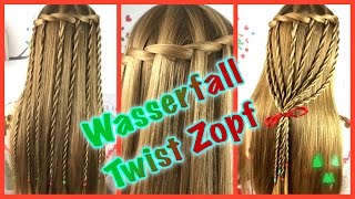 💗 2 Strähnen Wasserfall Zopf amp einfache Weihnachtsfrisur 🎄 Flechtfrisur [upl. by Kehsihba]