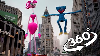 VR 360° GIANTS Mommy Long Legs and Huggy Wuggy attack in NewYork [upl. by Ellenrahc470]