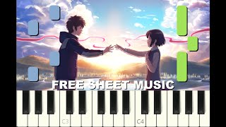 DATE from YOUR NAME 2016 Piano Tutorial with free Sheet Music pdf [upl. by Yblocaj]