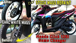 STOCK MAGS REPAINT SA HONDA CLICK 125i GAME CHANGER  Matte Black to Pearl White Mags [upl. by Marcel]