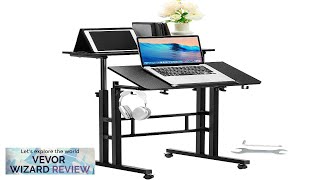 VEVOR Mobile Standing Desk 264quot449quot GasSpring Height Adjustable SitStand Desk Home Review [upl. by Noiwtna]