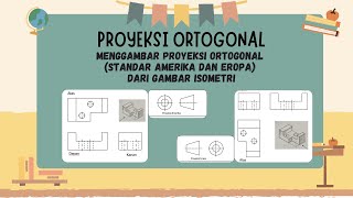 GAMBAR TEKNIK  Materi Sketsa  Proyeksi Ortogonal STANDAR AMERIKA DAN EROPA [upl. by Ninaj]