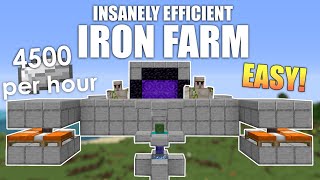 Minecraft Easy IRON FARM Extremely Efficient  Tutorial 116 [upl. by Leinoto]