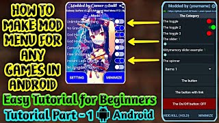 Easy Mod Menu Tutorial on Android Part  1 for Beginners  Learn to make mod menu for any Games [upl. by Hanonew]