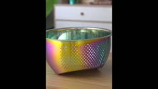 1 Pcs Strainer Basket Rice Stainless Steel Washing Filter Rose Gold Strainer Colorful Basket [upl. by Aloibaf137]