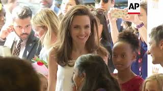 Angelina Jolie makes rare public appearance as she attends TIFF premiere of The Breadwinner [upl. by Anahsat]