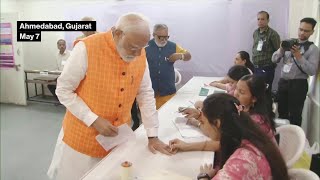 Modi Votes in Indias General Election [upl. by Anerul]