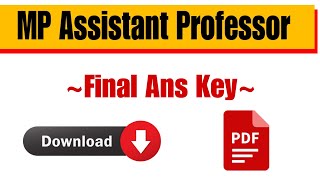 MP Assistant Professor exam Final Ans key Realised [upl. by Hereld]