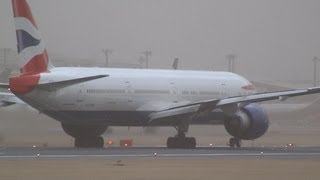 Storm British Airways Boeing 777300ER Take off at Narita [upl. by Bostow]