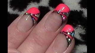 Pink Neon Nageldesign  Fingernägel lackieren  Pailletten Glitter Nail Design Tutorial [upl. by Meador]