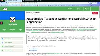 Typeahead or Autocomplete or Suggested Search Bar implementation in Angular 9 [upl. by Littman]