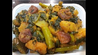 Pui Shaker Chorchori  Bengali veg recipes  Pui Saag Kumro Chorchori  Pui Saag Recipe [upl. by Esemaj]