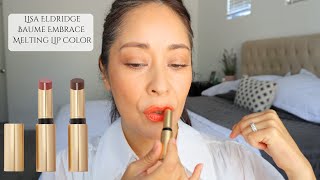 Trying NEW Lisa Eldridge Baume Embrace Melting Lip Colors Epanoui Sweet Fig Meet Cute Red Curve [upl. by Bolt]