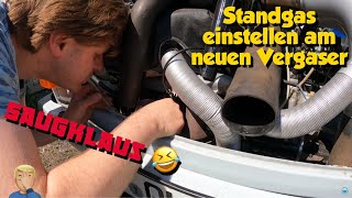 Trabant 601 Standgas einstellen vom Neuen Vergaser 28HB41 Läuft die Schüssel kleines Fahrvideo [upl. by Aleahpar259]